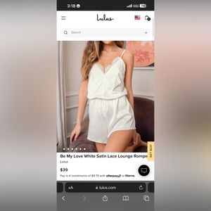 New White satin lace lounge romper size M